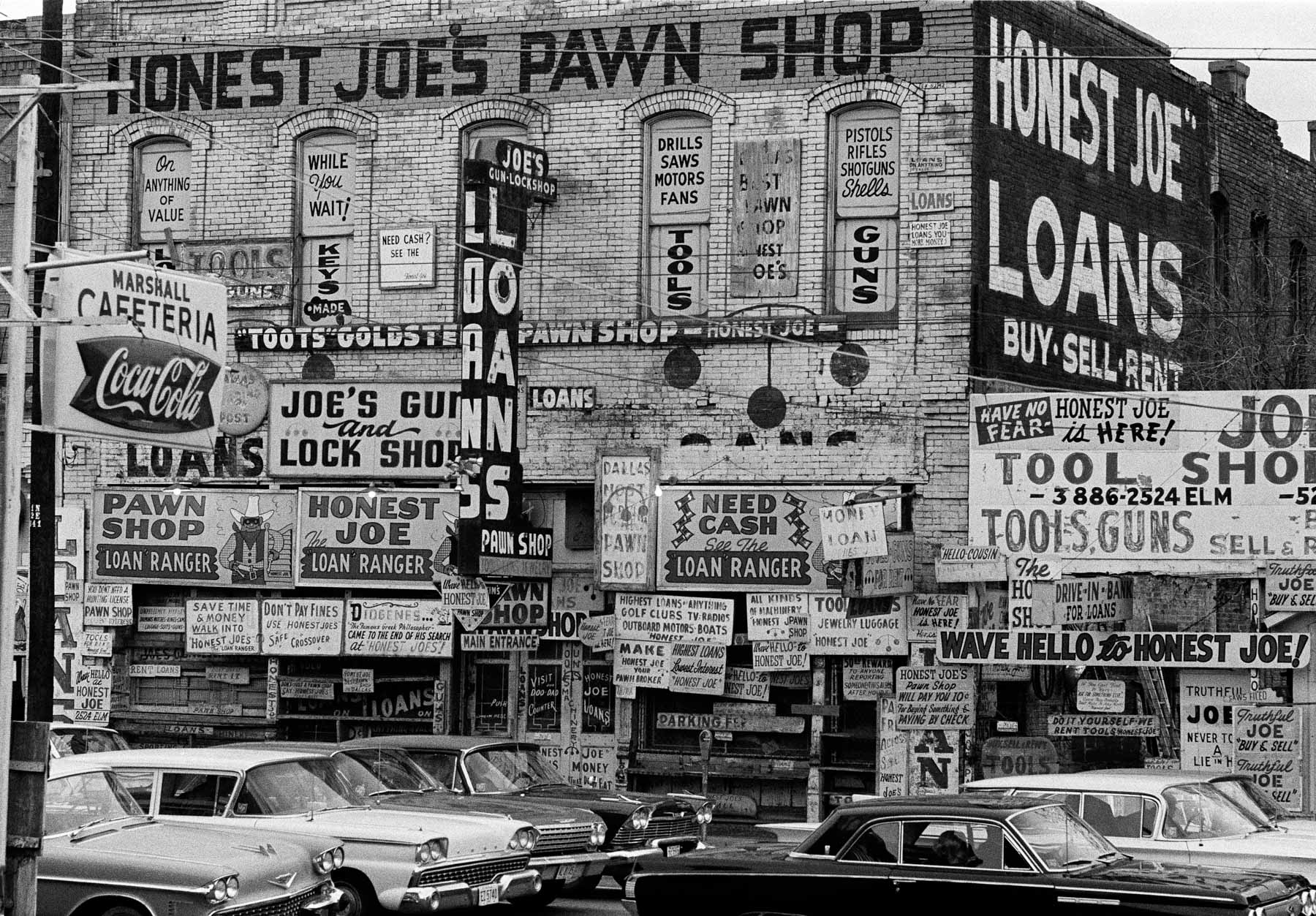 Thomas Hoepker, USA, Houston, Texas, 1963. Honest Joe's pawn shop.